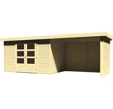 Gartenhaus Karibu Kodiak 4 mit Schleppdach 2,75 m, Rück- und Seitenwand 609 x 238 cm natur