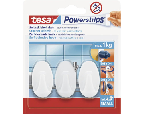tesa® Powerstrips Mini-Haken oval weiss