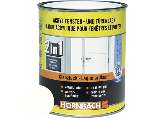 Laque acrylique PU pour fenêtres et portes brillante, blanc 2 L