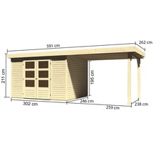 Abmessungen eines Gartenhauses aus Holz mit Carport