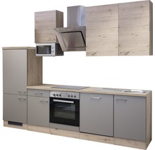 Cuisine complète avec appareils Flex Well Riva 280 cm couleur de façade quarzit cubanit chêne clair san remo - couleur du corps chêne clair san remo 00010777