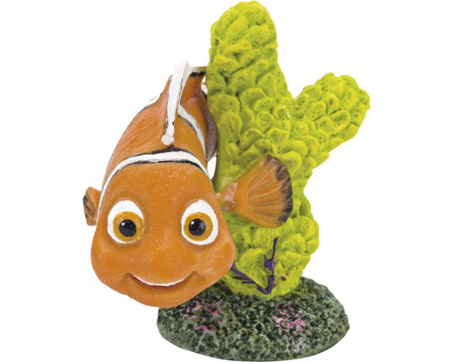 Décoration d'aquarium Le monde de Dory - Némo avec corail vert mini 5 cm