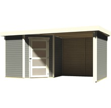 Gartenhaus Karibu Anvik 3 mit Schleppdach, Rück- und Seitenwand 467 x 238 cm terragrau