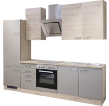 Cuisine complète avec appareils Flex Well Riva 270 cm couleur de façade quarzit cubanit chêne clair san remo - couleur du corps chêne clair san remo 00010783