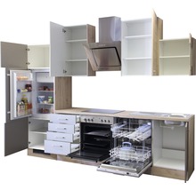 Cuisine complète avec appareils Flex Well Riva 280 cm couleur de façade quarzit cubanit chêne clair san remo - couleur du corps chêne clair san remo 00010785