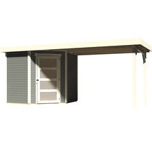 Abri de jardin Karibu Anvik 3 avec toit en appentis 504,5 x 238 cm gris terre