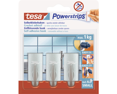 tesa® Powerstrips Mini-Haken trend chrom-matt