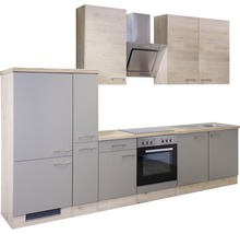 Cuisine complète avec appareils Flex Well Riva 300 cm couleur de façade quarzit cubanit chêne clair san remo - couleur du corps chêne clair san remo 00010788