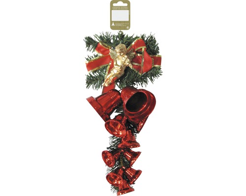 Décoration de Noël suspension cloche avec ange 36 cm rouge