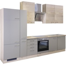 Cuisine complète avec appareils Flex Well Riva 300 cm couleur de façade quarzit cubanit chêne clair san remo - couleur du corps chêne clair san remo 00010790