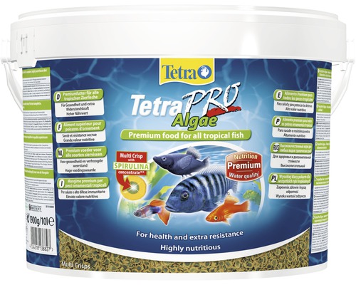 Tetra nourriture premium Pro Algae 10 l Aliments pour poissons Tetra Pro Algae en seau pour poissons tropicaux, 1900 grammes