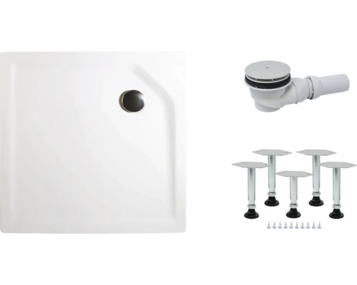 Kit complet receveur de douche SCHULTE Extra-flach 120 x 90 x 3.5 cm blanc alpin lisse D20120 04