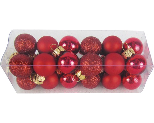 Boules de Noël en verre Ø 2 cm 24 un. rouge-mat