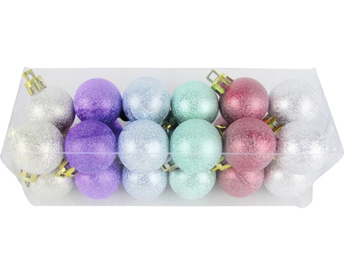 Boules pour sapin de Noël en plastique 3 cm 24 pièces multicolores