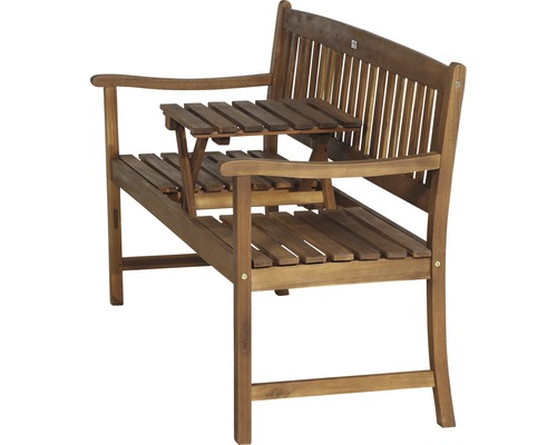 Banc de jardin en bois avec table pliante intégrée