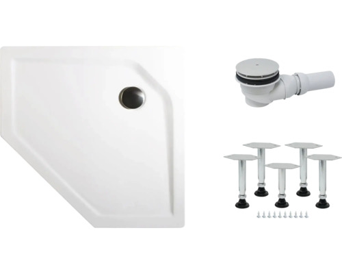 Kit complet receveur de douche SCHULTE Extra-flach 90 x 90 x 3.5 cm blanc alpin lisse D20097 04