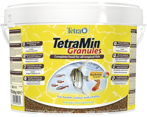 TetraMin aliments en granulés Granules 10 l Tetra TetraMin Granules Aliment complet pour poissons tropicaux en seau, 4200 grammes