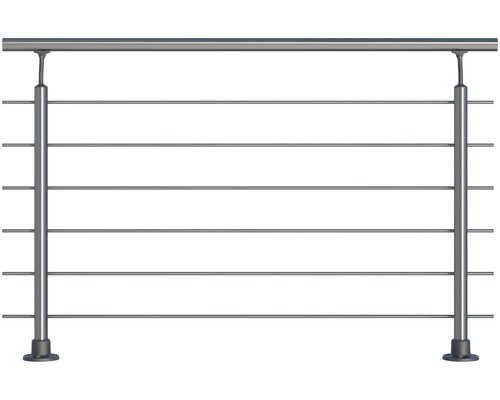 Geländerset Pertura Silenos Aluminium mit sechs Edelstahlstäben für Bodenmontage B: 1.50 m