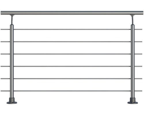 Set complet de balustrade Pertura Silenos aluminium pour montage au sol avec six barres en acier inoxydable (136)