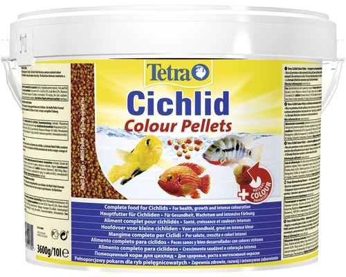 Tetra nourriture pellets Cichlid Colour 10 l Tetra Cichlid Colour Pellets seau, nourriture pour poissons cichlidés