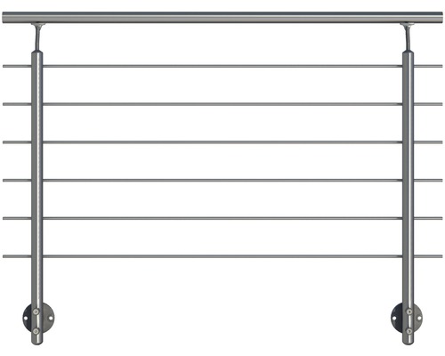 Kit complet de balustrade Pertura Silenos aluminium pour montage latéral avec six barres en acier inoxydable (137)