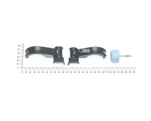 Halter für Schwimmerschalter für FQ-SW 12.500 Schmutzwasserpumpe (5812998) Drei schwarze Werkstückhalter und ein blauer Polieraufsatz