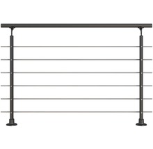 Pertura Melia Geländer-Komplettset Aluminium anthrazit mit sechs Edelstahlstäben für Bodenmontage B: 1.50 m