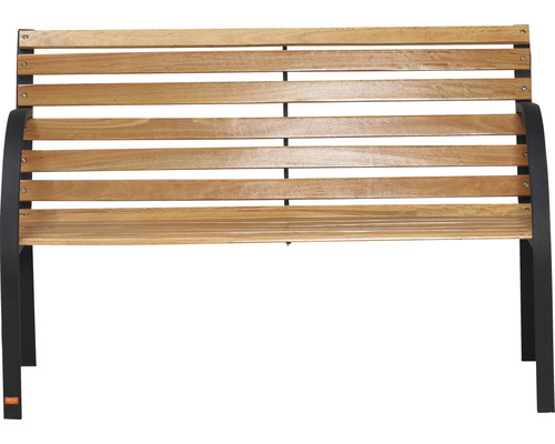 Gartenbank mit Holzlatten und Metallgestell