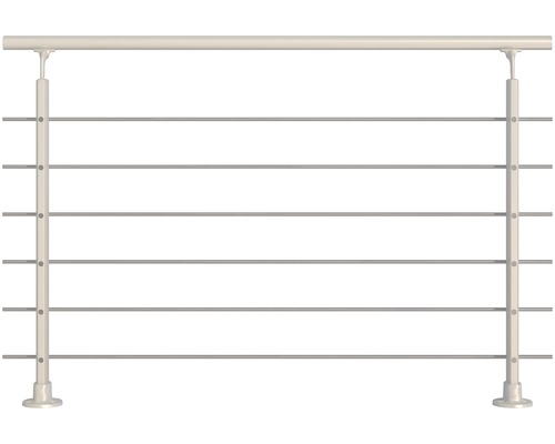 Geländerset Pertura Melia Aluminium weiss mit sechs Edelstahlstäben für Bodenmontage B: 1.50 m