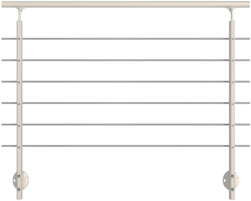 Geländerset Pertura Melia Aluminium weiss für Seitenmontage mit sechs Edelstahlstäben (145)