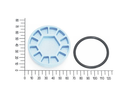 Kunststoffteil und Dichtungsring auf einem Messlineal