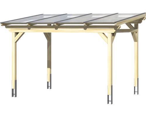 Carport en bois avec toiture transparente