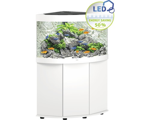 Ensemble d'aquariums Juwel Trigon 190 LED SBX avec éclairage, filtre, chauffage et meuble bas blanc