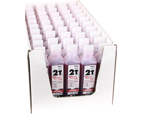 Carton d''huile deux temps en bouteilles