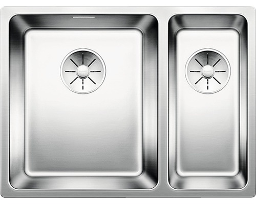 Évier Blanco ANDANO 340/180-IF lxp 585x440 mm acier inoxydable satiné 522975 Évier en acier inoxydable à deux bacs