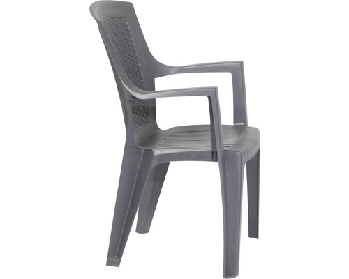 Kunststoffstuhl mit Armlehne, Seitenansicht