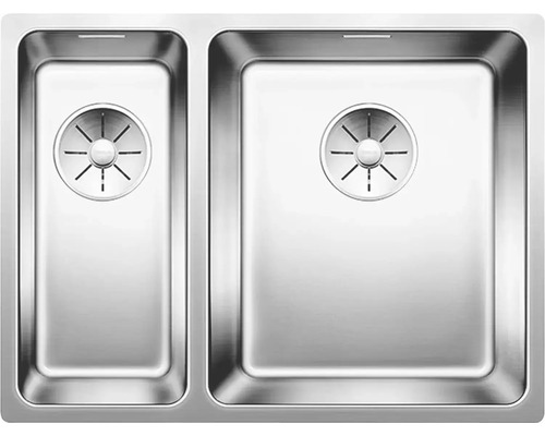 Évier Blanco ANDANO 340/180-U lxp 585x440 mm acier inoxydable satiné 522977 Évier en acier inoxydable avec deux cuves