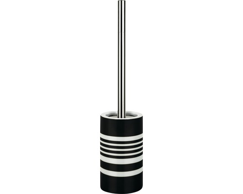 Ensemble porte-brosse WC Spirella Tube Stripes noir