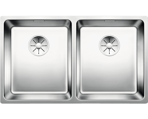 Évier Blanco ANDANO 340/340-IF lxp 745x440 mm acier inoxydable satiné 522981 Double évier en acier inoxydable