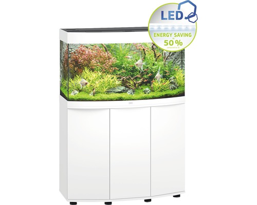 Ensemble d'aquariums Juwel Vision 180 LED SBX avec éclairage, filtre, chauffage et meuble bas blanc