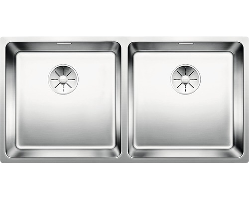 Évier Blanco ANDANO 400/400-U lxp 865x440 mm acier inoxydable satiné 522987 Évier en acier inoxydable avec deux cuves