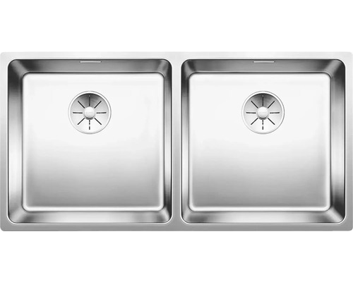 Évier à deux cuves en acier inoxydable