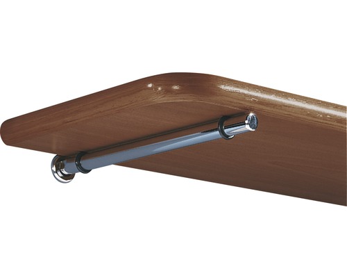 Holzregal mit Handtuchhalter aus Chrom