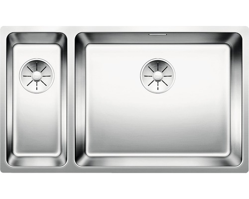 Évier Blanco ANDANO 500/180-U lxp 745x440 mm acier inoxydable satiné 522989 Évier à deux bacs en acier inoxydable