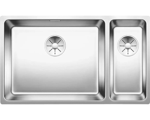 Évier Blanco ANDANO 500/180-U lxp 745x440 mm acier inoxydable satiné 522991 Évier en acier inoxydable à deux cuves