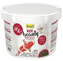 Tetra Koi Beauty Small Pellets dans un seau, un aliment quotidien pour les koïs.