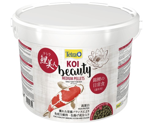 Tetra Koi Beauty Medium Pellets dans un seau blanc