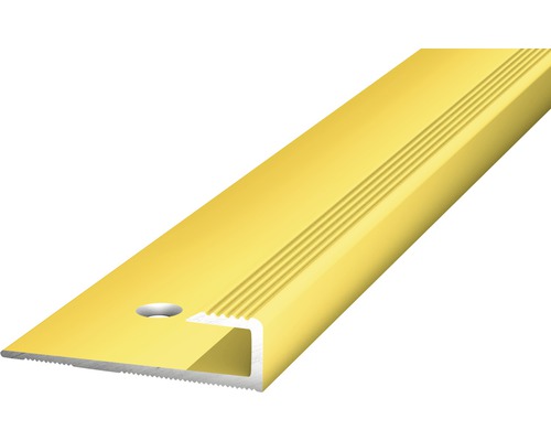Profilé d'insertion Prinz aluminium or perforé 27 x 7 x 2500 mm Profil d''arête d''escalier en métal avec rainures et trou de fixation