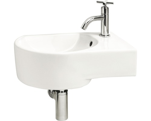 Handwaschbecken - Set inkl. Standventil APOLLO Sanitärkeramik emailliert weiss 41x27 cm
