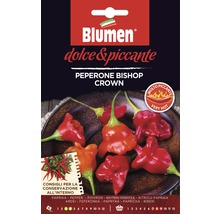 Abbildung einer Samenpackung für Bishop Crown Paprika von Blumen.